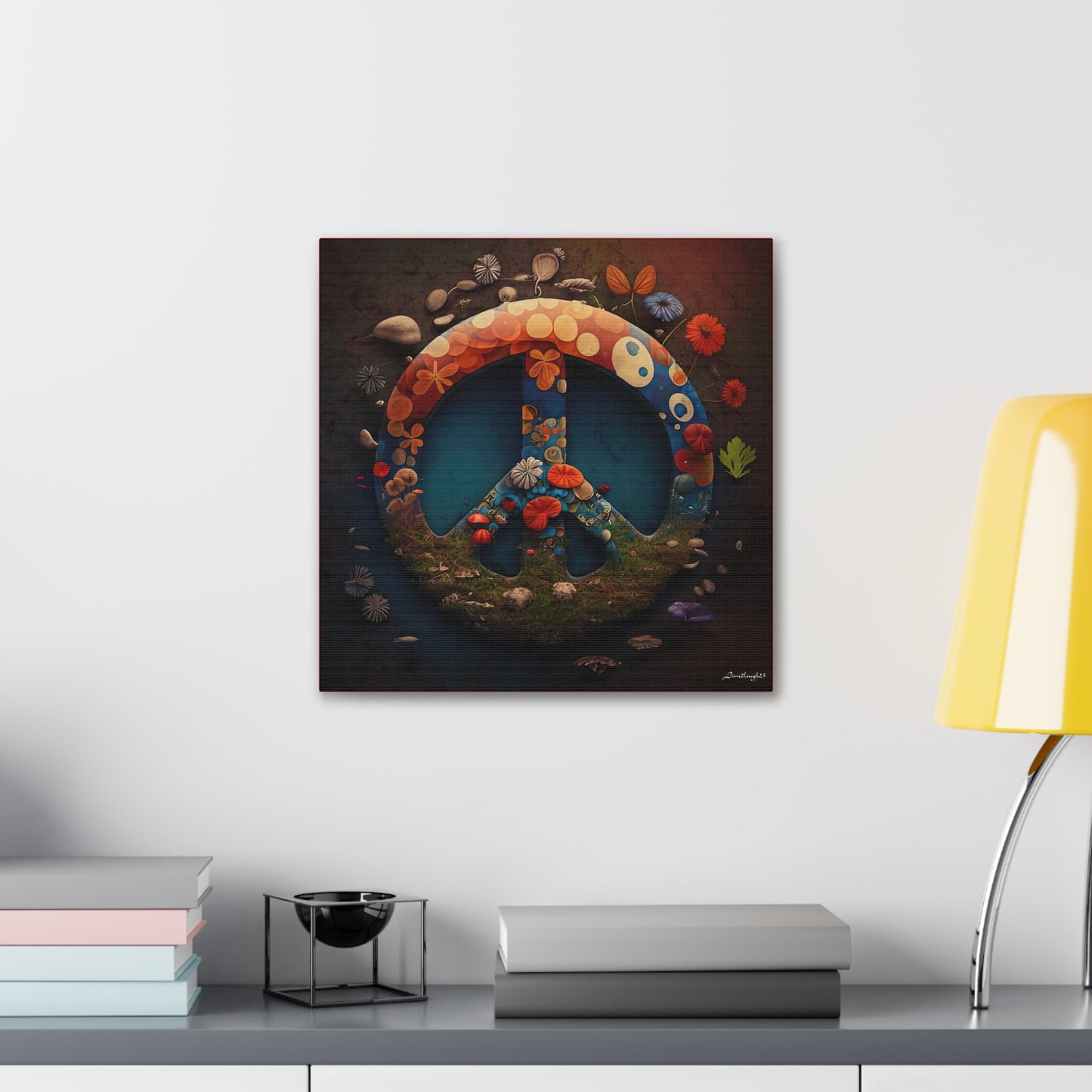 Beautiful Forest Round Peace Sign Canvas Gallery Wraps