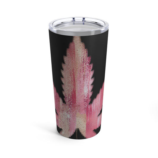 Pink Marijuana Leaf Elegantly Designed Black Background 420 Weed Tumbler 20oz