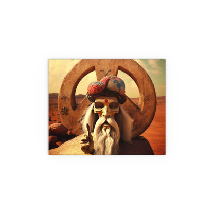 Wise Man In Dessert With Beard And Peace Sign Indoor and Outdoor Silk Posters