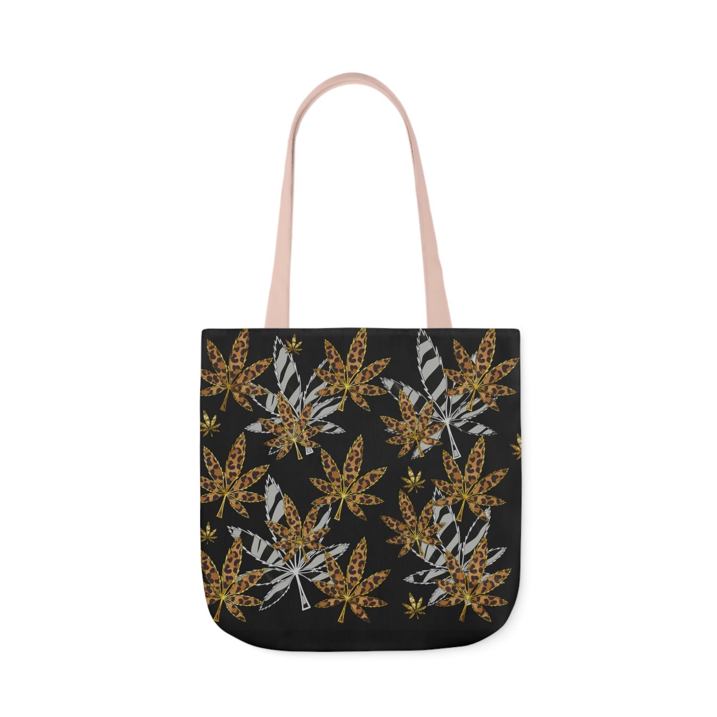 Gold And Zebra Marijuana Pot Weed Leaf 420 Marijuana Polyester Canvas Tote Bag (AOP)