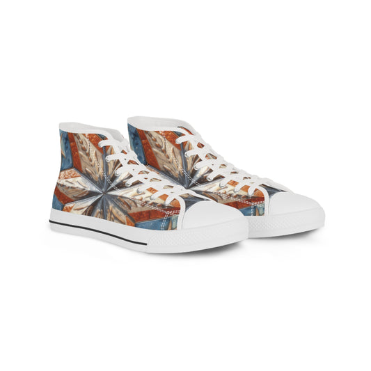 Beautiful Stars Abstract Star Style Orange, White And Blue Men's High Top Sneakers