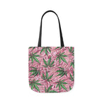 Beautifully Pink And Green Gorgeous Designed Marijuana 420 Weed Leaf Polyester Canvas Tote Bag (AOP)