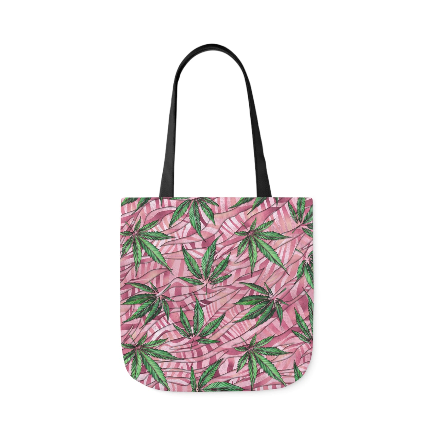 Beautifully Pink And Green Gorgeous Designed Marijuana 420 Weed Leaf Polyester Canvas Tote Bag (AOP)