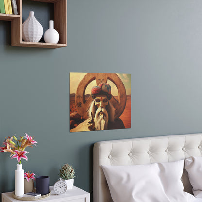 Wise Man In Dessert With Beard And Peace Sign Indoor and Outdoor Silk Posters