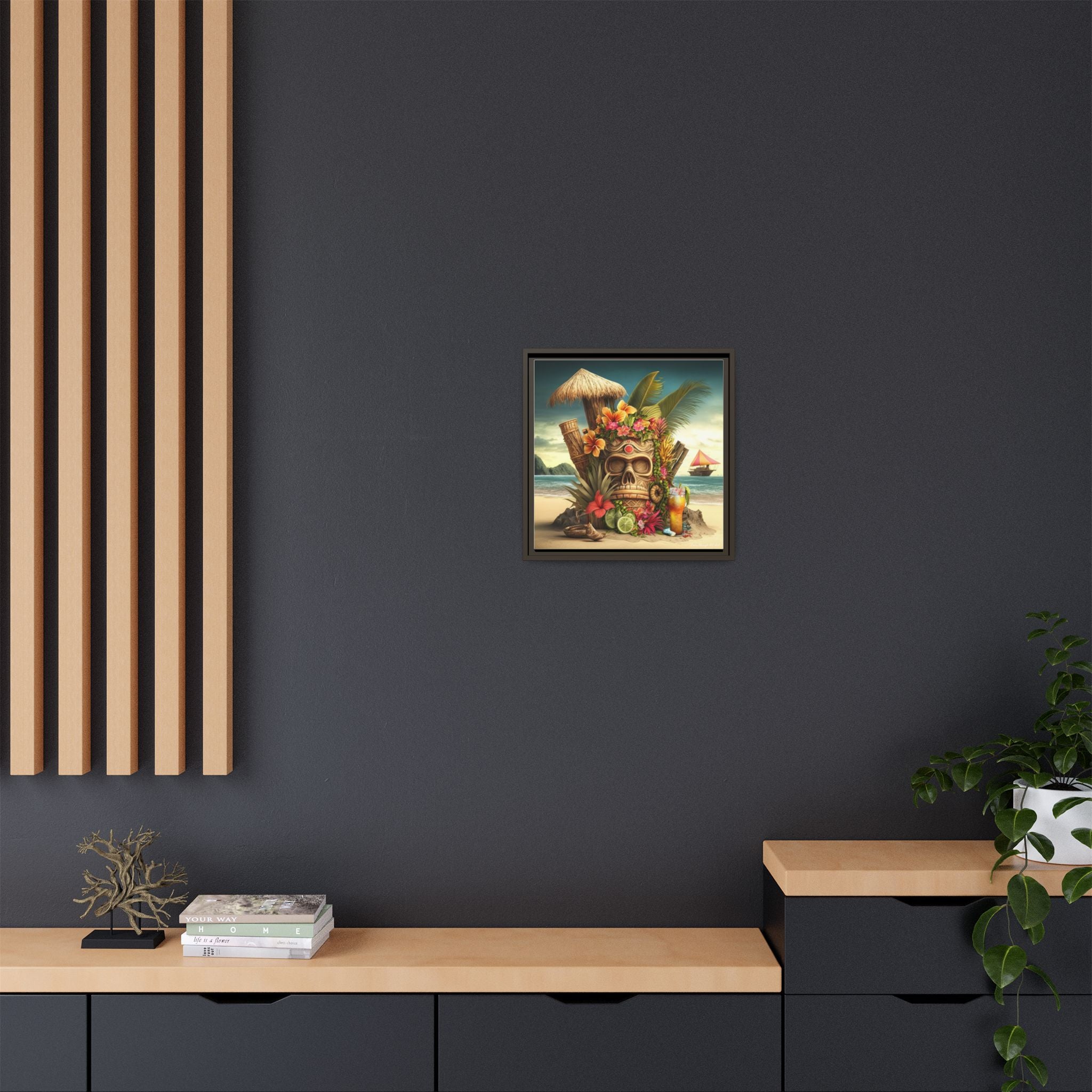 Tiki Dreams by the Shore, Art Print — Colorful Modern Wall Canvas