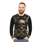 Metallic Chrome Skull and classic Designed Background Style 2 Lightweight Sweatshirt (AOP)