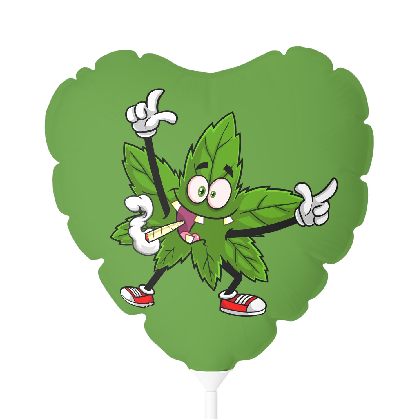 Marijuana Reggae Pot Leaf Man Smoking A Joint With Red Sneakers Style 3 , Green Balloon (Round and Heart-shaped), 11"