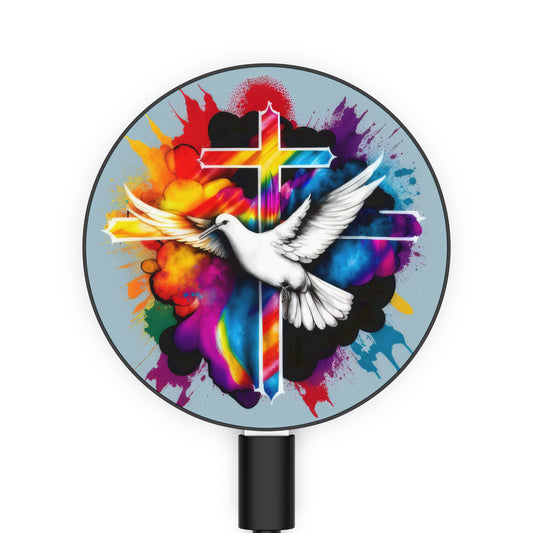 Bold And Beautiful Tie Dye Dove And Cross Style 12 Magnetic Induction Charger