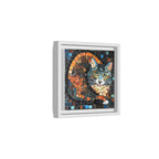 "Bold Mosaic Cat", Framed Mosaic Cat Art Print — Colorful Modern Wall Canvas