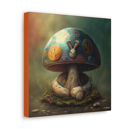 Gothic Style Blue Mushroom With Animal Style Canvas Gallery Wraps