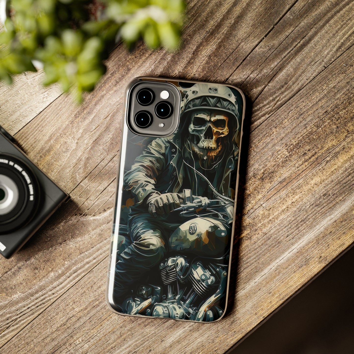 Skull Motorcycle Rider, Ready to Tear Up Road On Beautiful Bike Tough Phone Cases