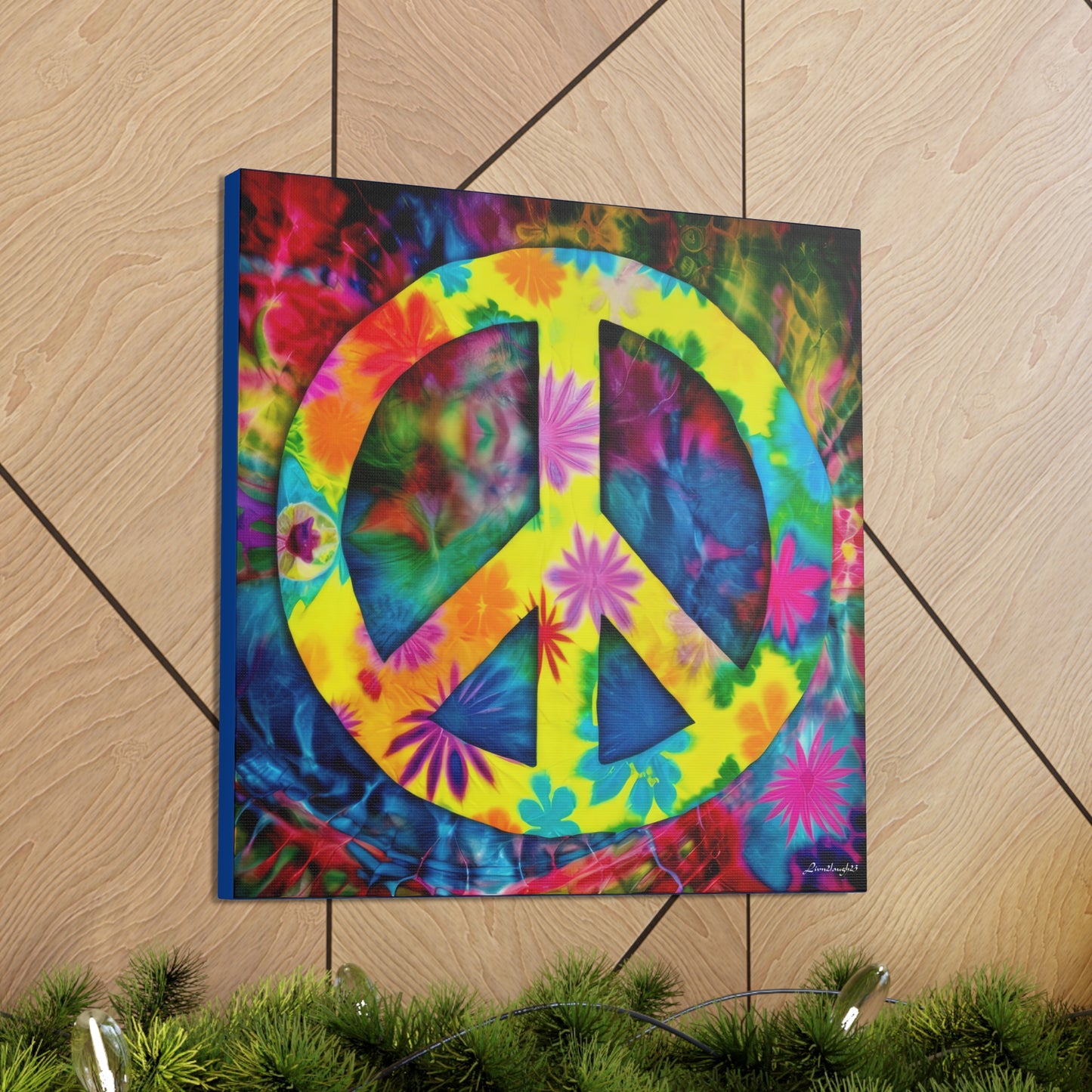 Coolio Tie Dye Hippie Peace Sign 3 Canvas Gallery Wraps