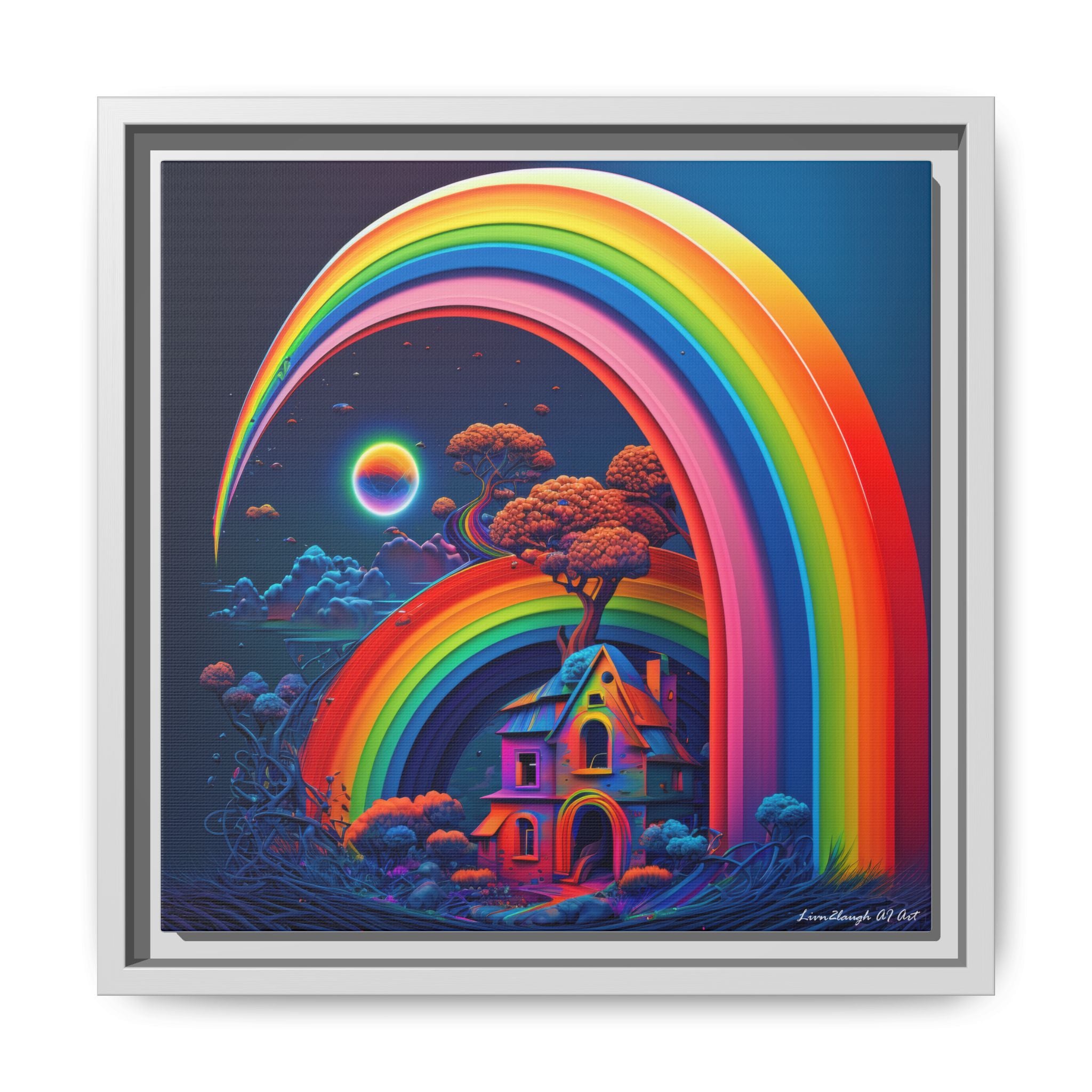 Home Beneath the Rainbow, Art Print — Colorful Modern Wall Canvas