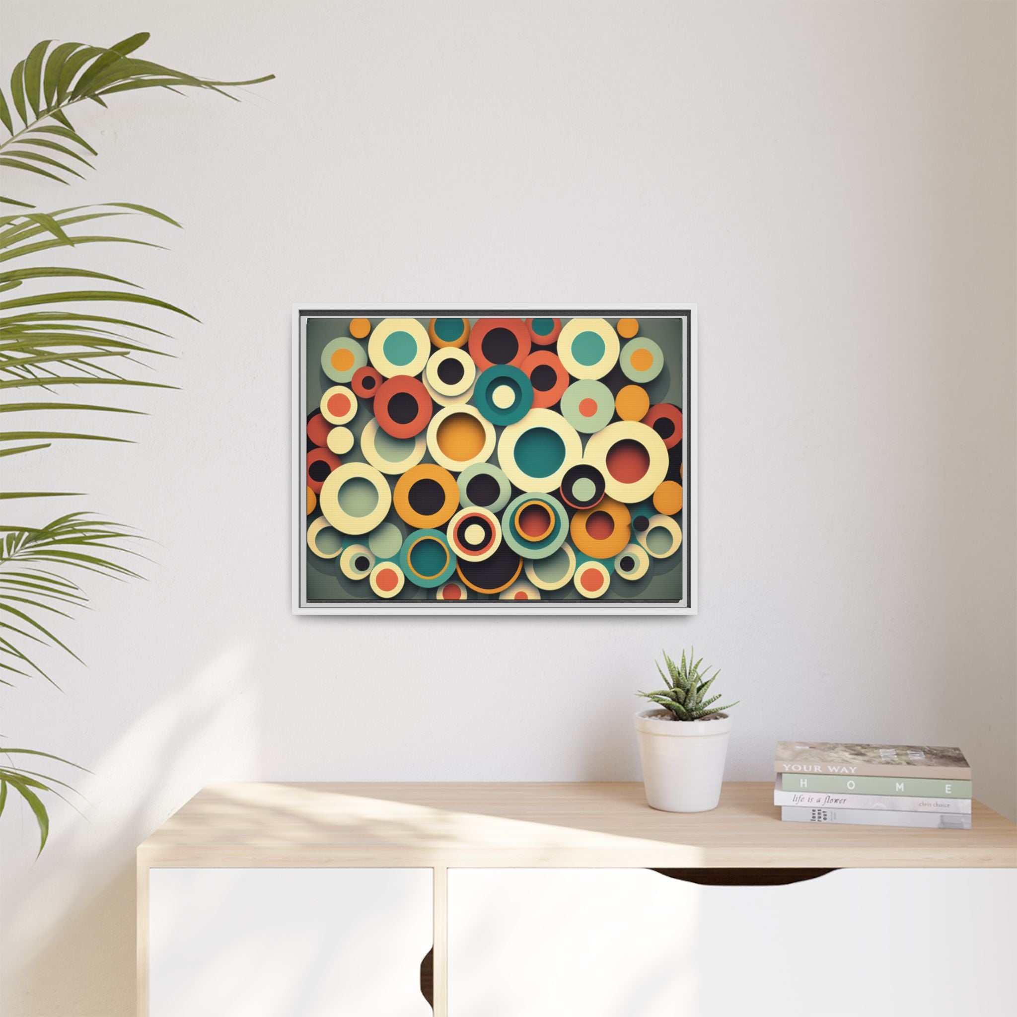 Gathered Circles, Matte Canvas, Framed (Multi-color)