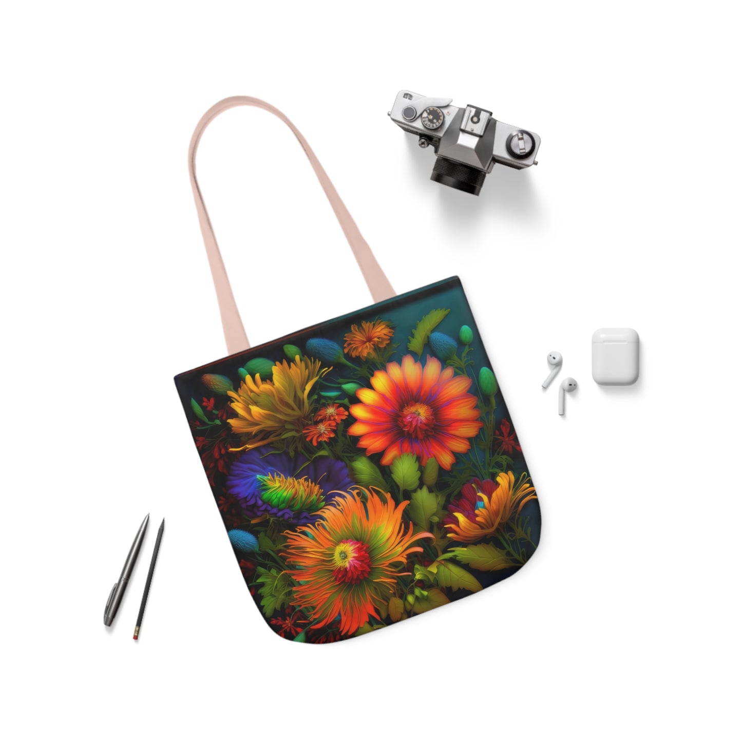 Bold And Beautiful Flowers Style One Polyester Canvas Tote Bag (AOP)