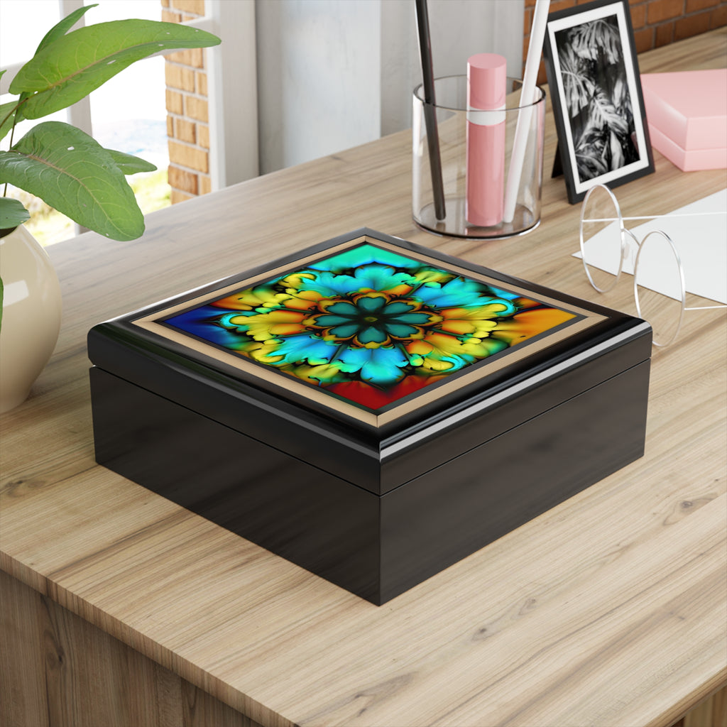 Blue And Yellow Tone Tie Dye Jewelry Box Jewelry Box