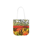 Beautiful Redish Orange Banded Marijuana 420 Pot Weed Leaf Polyester Canvas Tote Bag (AOP)
