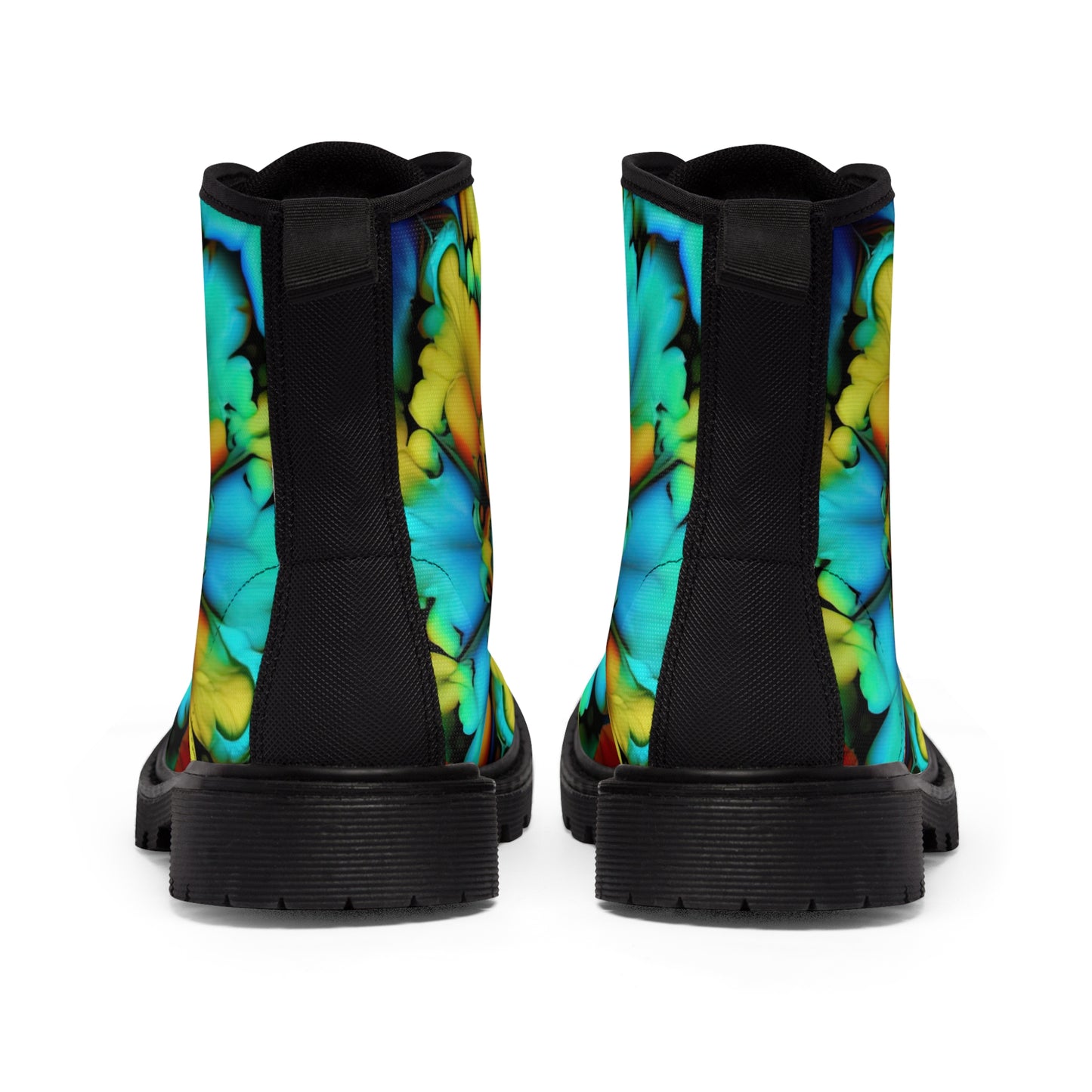 Bold And Beautiful Flowers B 3 Blue Yellow Women's Canvas Boots