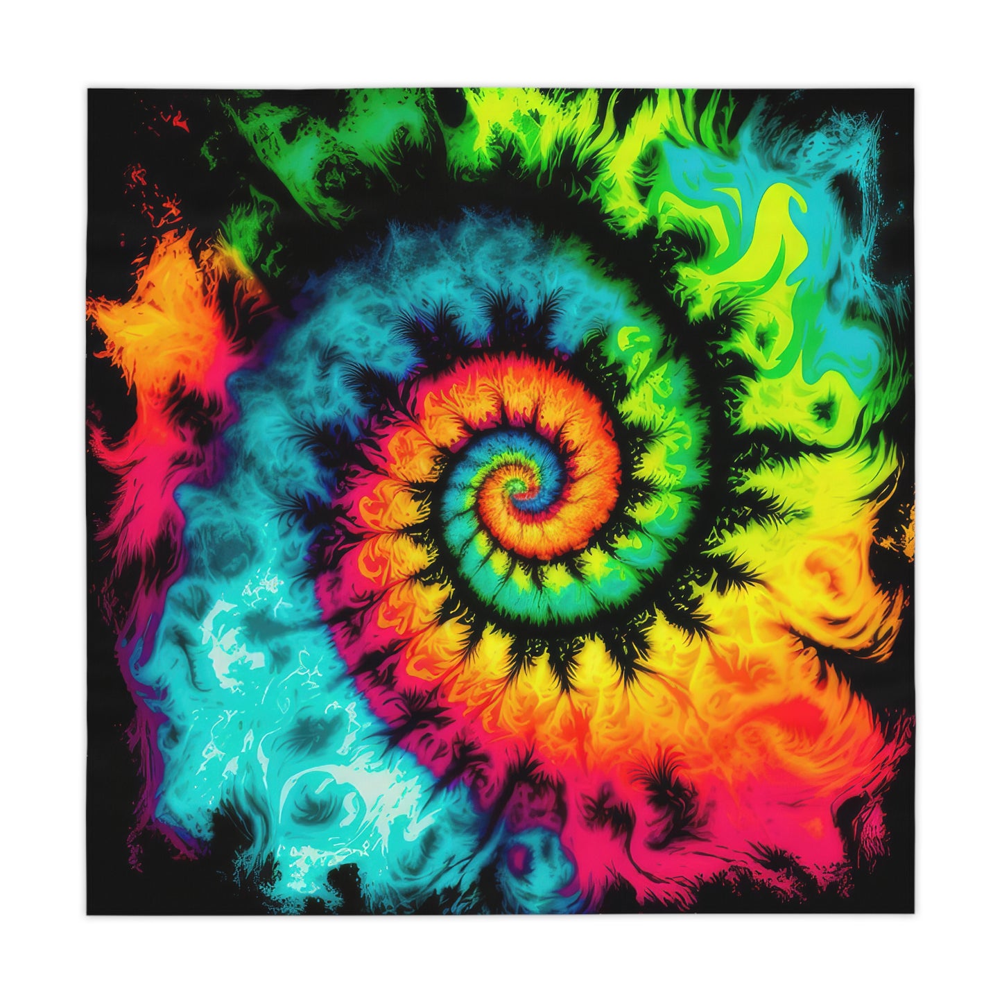 Bold And Beautiful Tie Dye Style 4 With Black Background Tablecloth