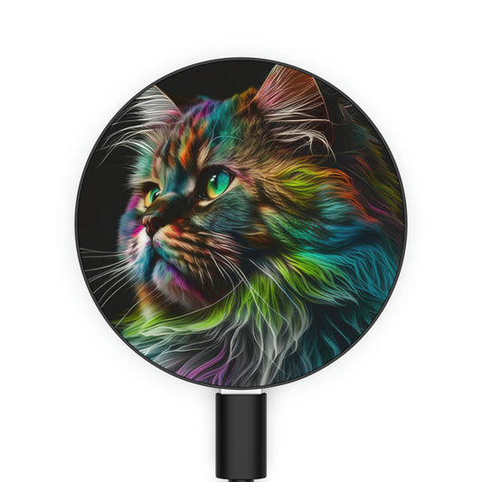 Bold And Beautiful Tie Dye Sassy Furry Cat 3 Magnetic Induction Charger