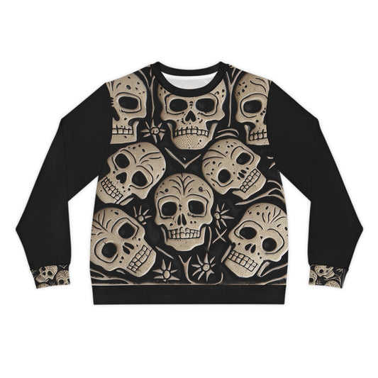 Metallic Chrome Silver Skulls and classic Designed Background Style 14 Lightweight Sweatshirt (AOP)