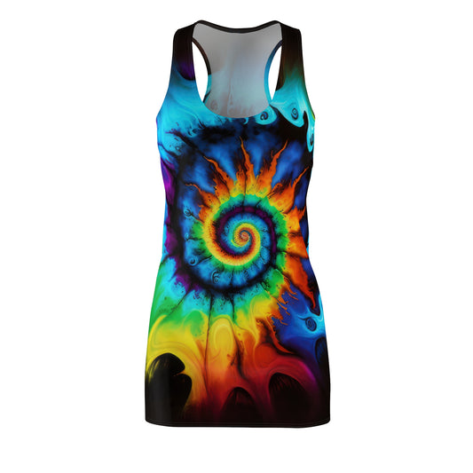 Bold And Beautiful Tie Dye Style One B, Women's Cut & Sew Racerback Dress (AOP)