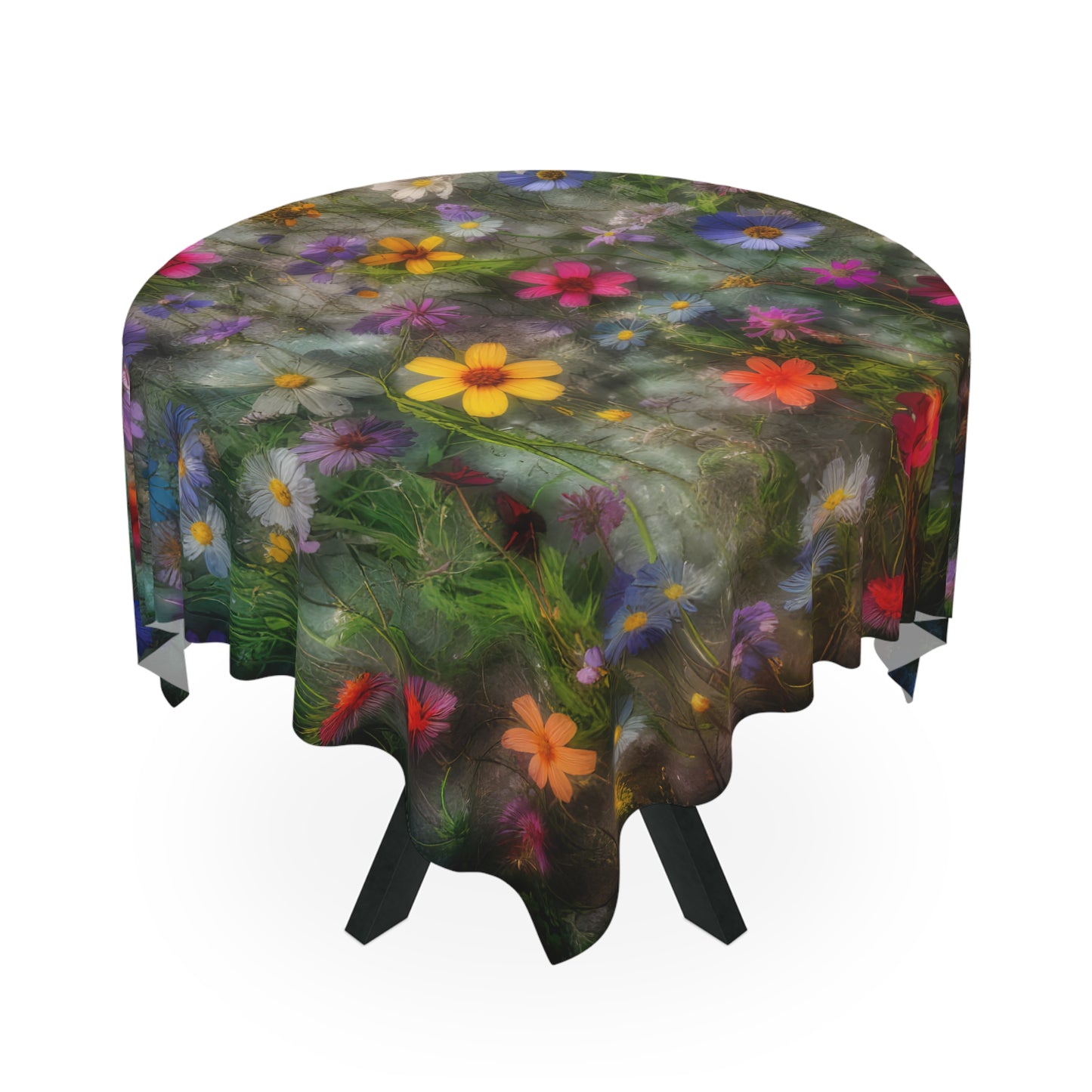 Bold & Beautiful & Metallic Wildflowers, Gorgeous floral Design, Style 2 Tablecloth