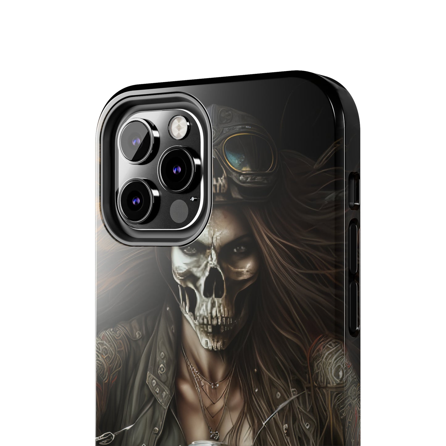 Skull Motorcycle Rider, Ready to Tear Up Road On Beautiful Bike 10 Tough Phone Cases