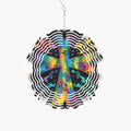 Cross Tie Dye Black Background Wind Spinner
