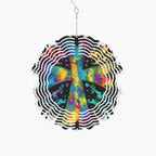 Cross Tie Dye Black Background Wind Spinner