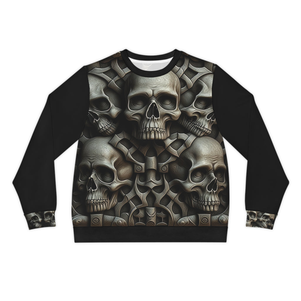 Metallic Chrome Skulls and classic Designed Background Style 18 Lightweight Sweatshirt (AOP)