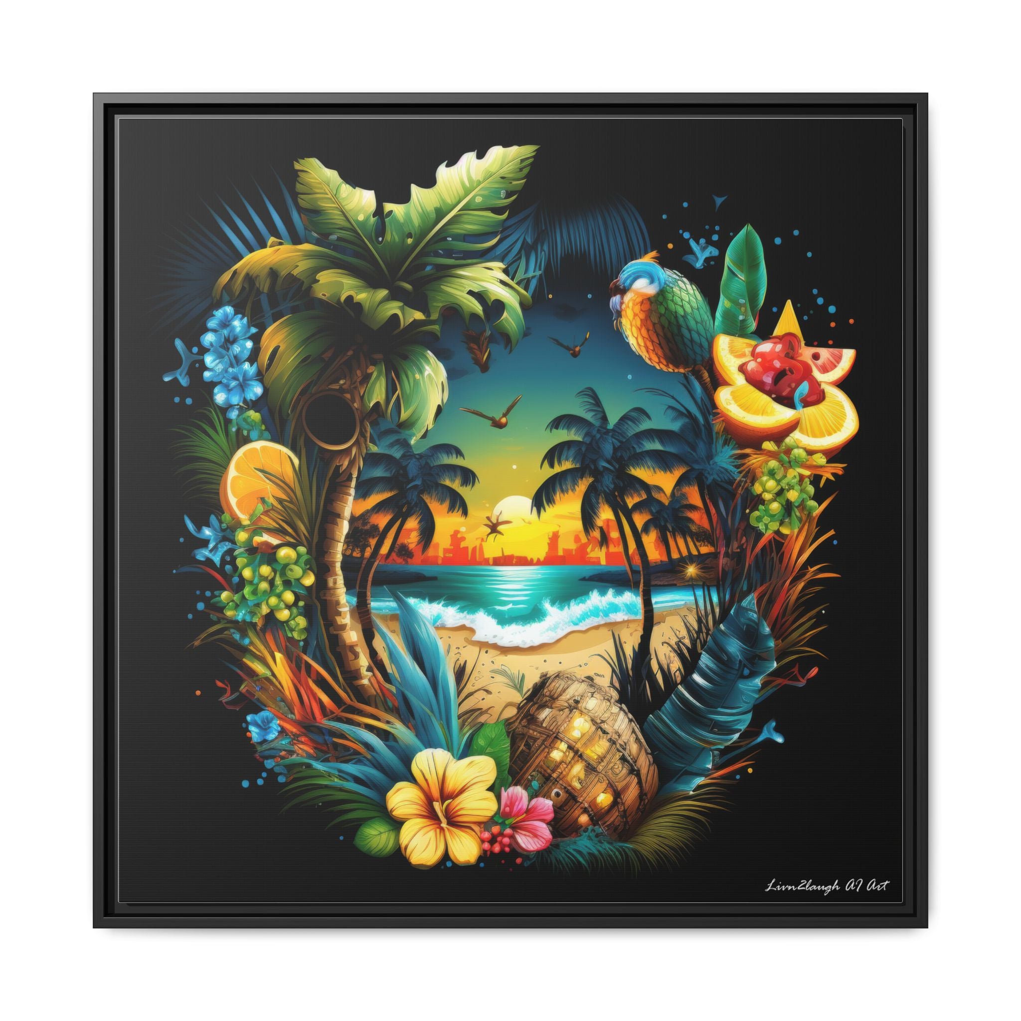 Island Rhythm at Dusk, Art Print — Colorful Modern Wall Canvas