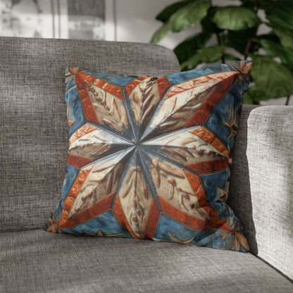 Beautiful Stars Abstract Star Style Orange, White And Blue Spun Polyester Square Pillow Case