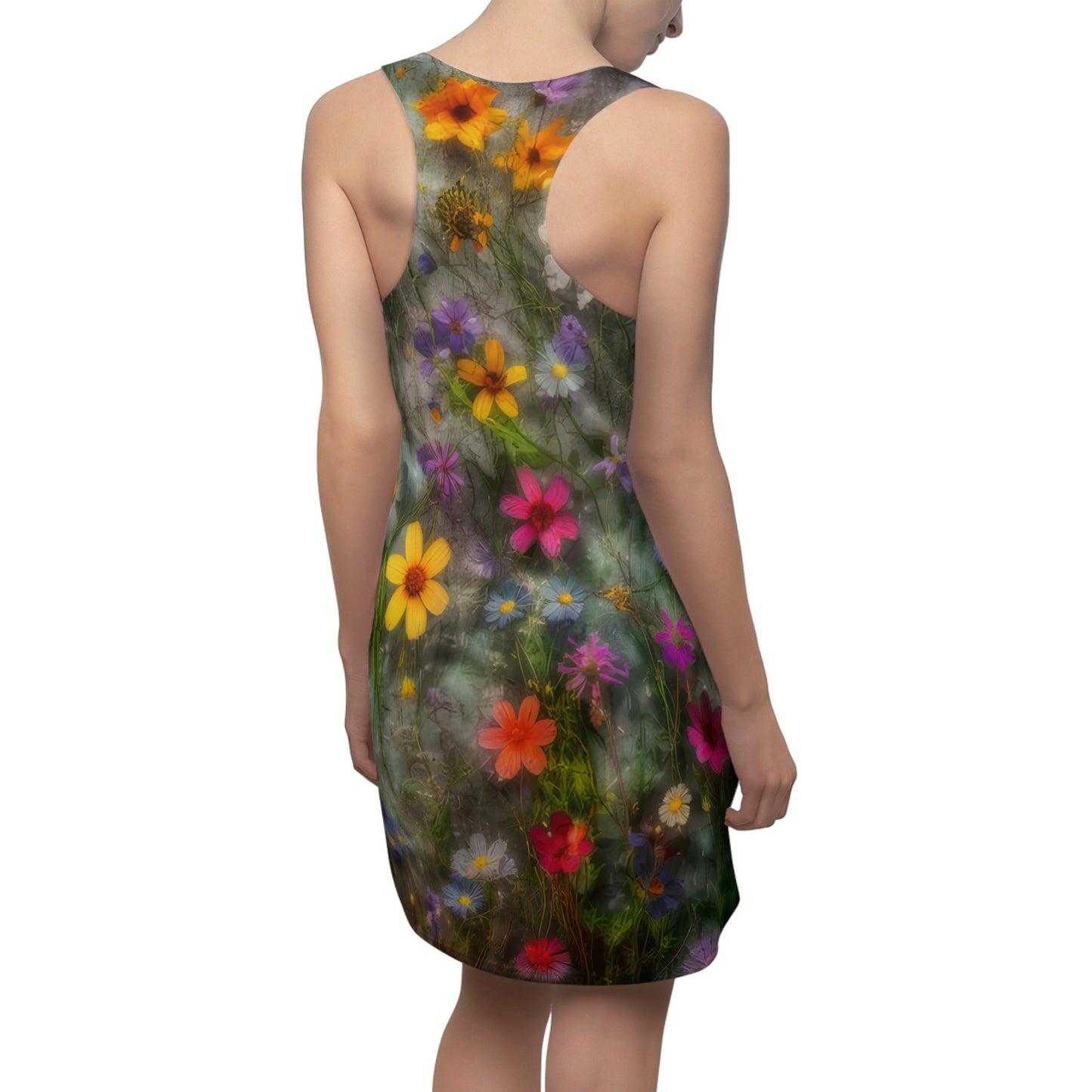 Bold & Beautiful & Metallic Wildflowers, Gorgeous floral Design, Style 2 A Women's Cut & Sew Racerback Dress (AOP)