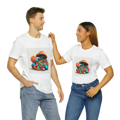 Hippie Mushroom Color Candy Style Design Style 1Unisex Jersey Short Sleeve Tee