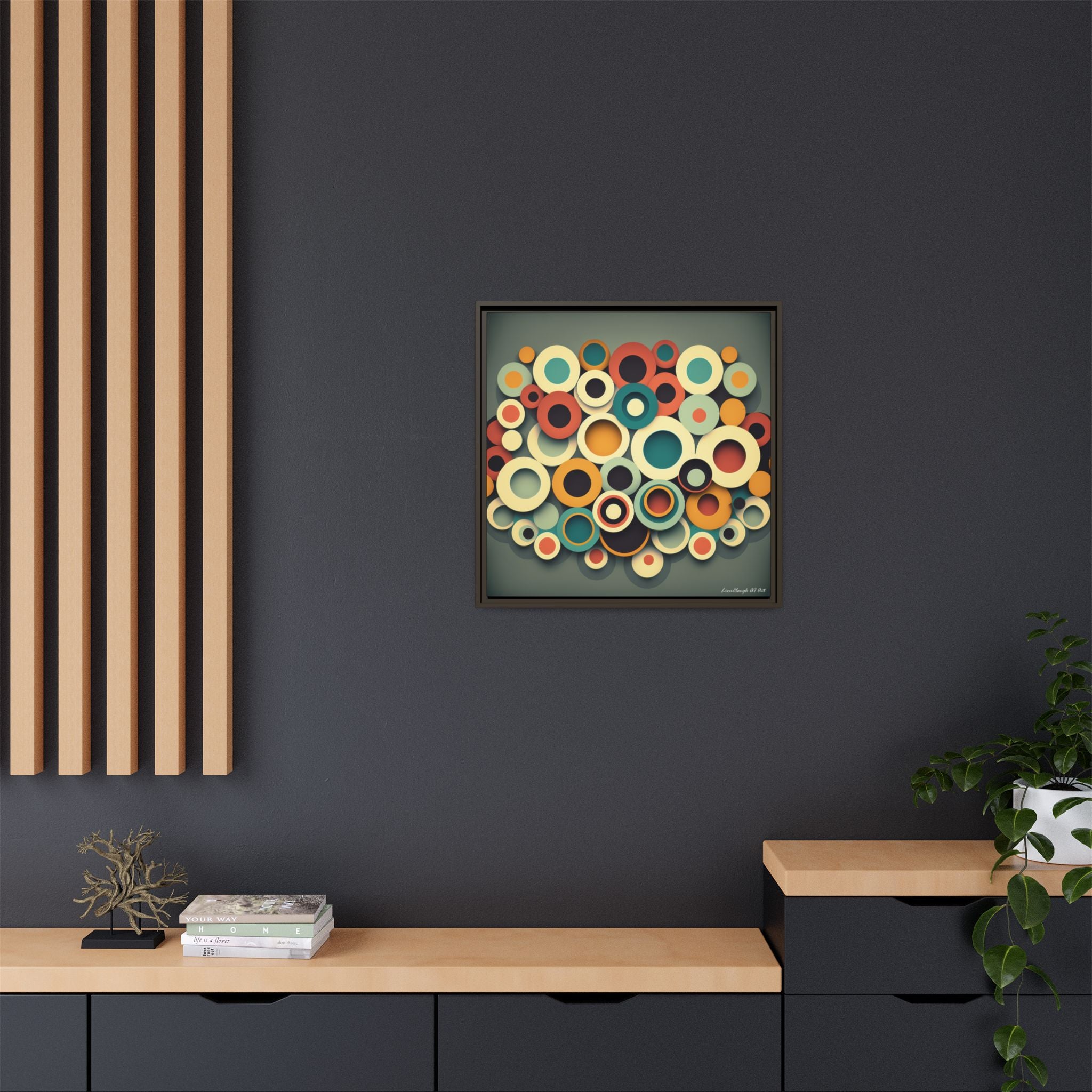 Gathered Circles, Matte Canvas, Framed (Multi-color)
