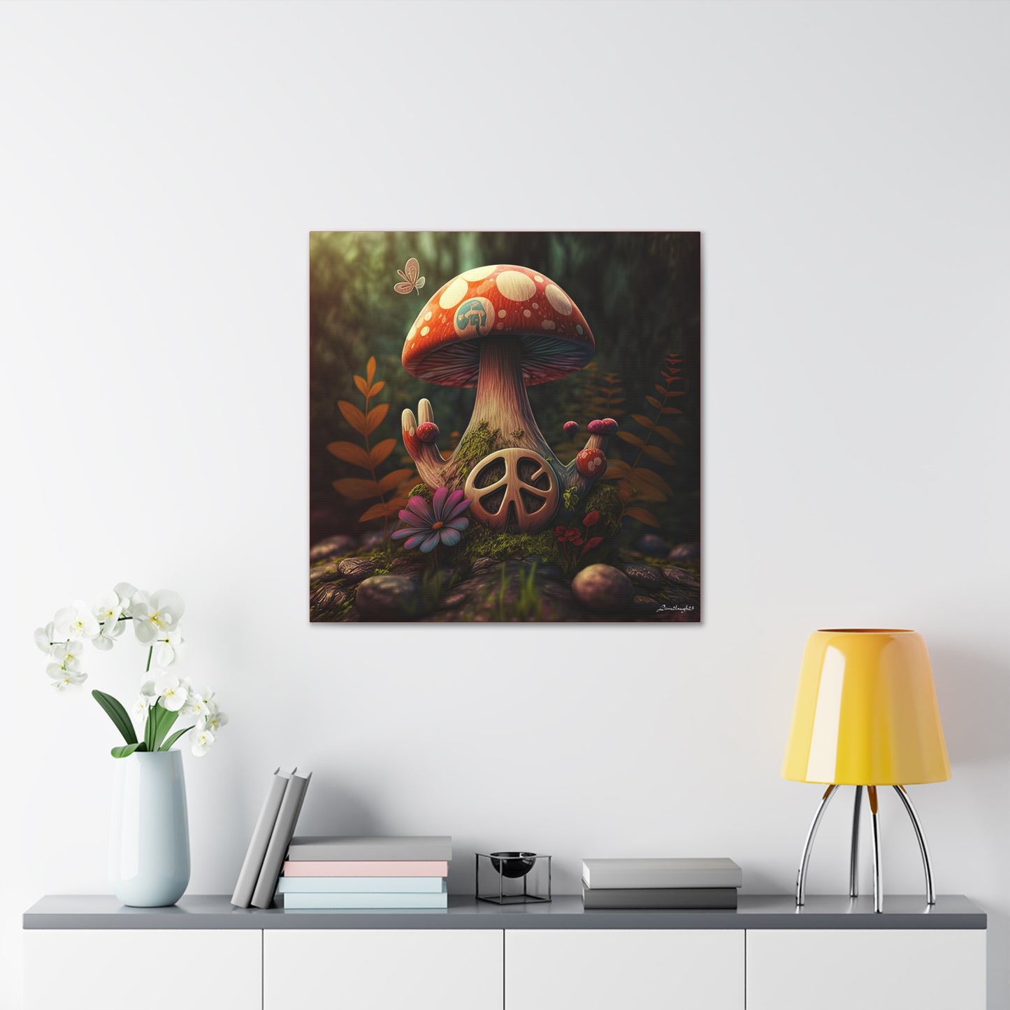 Beautiful Forest Round Peace Sign 7  Canvas Gallery Wraps
