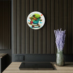 Tie Dye Cool Frog On Skate Board Wall Clock