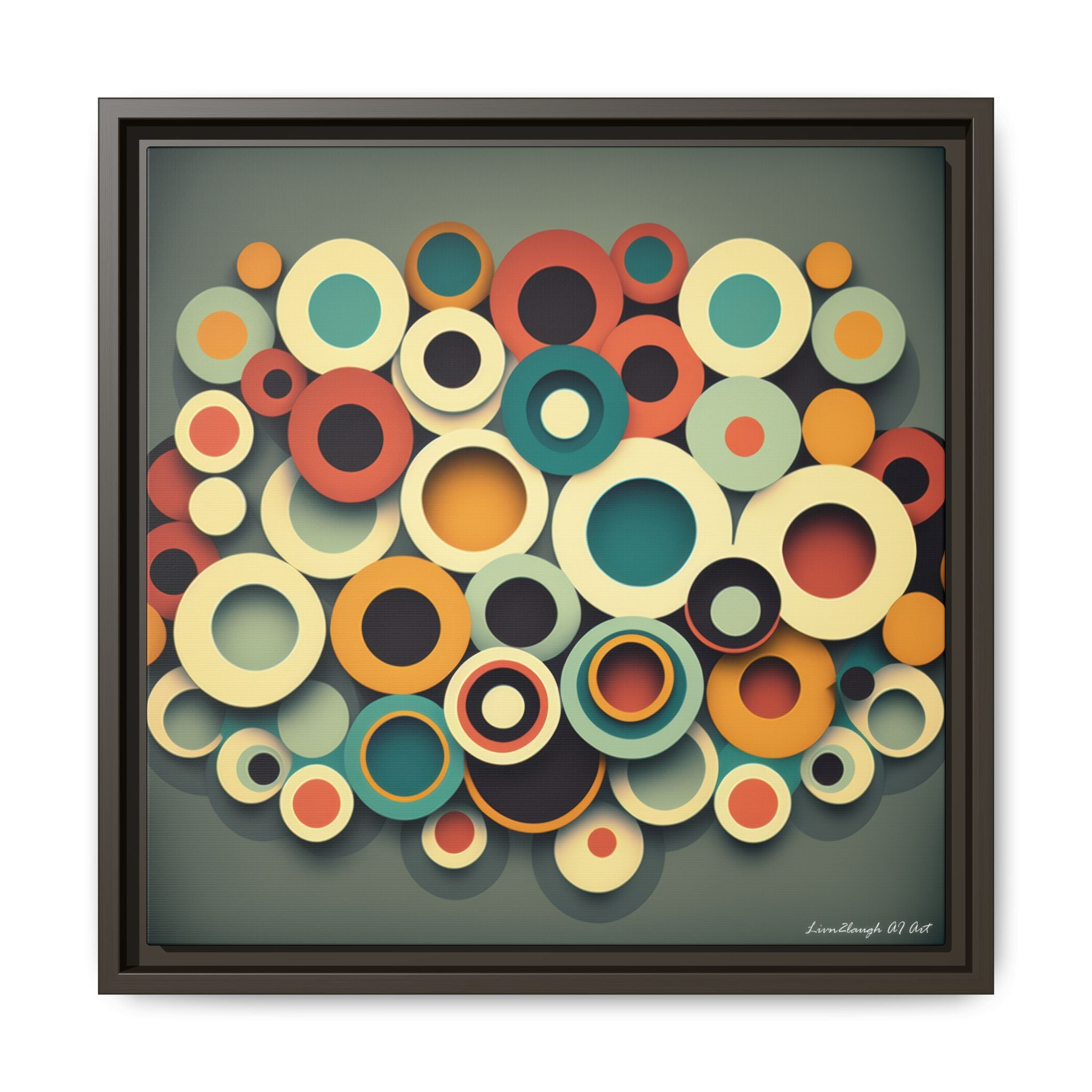 Gathered Circles, Matte Canvas, Framed (Multi-color)