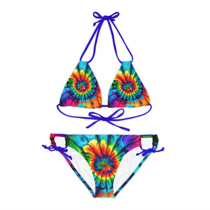 Bold And Beautiful Tie Dye Style 2 B Strappy Bikini Set (AOP)