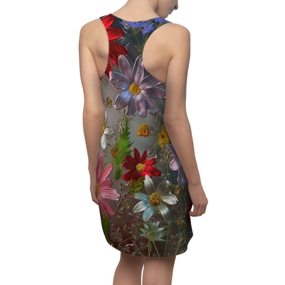 Bold & Beautiful & Metallic Wildflowers, Gorgeous floral Design, Style 6 Women's Cut & Sew Racerback Dress (AOP)