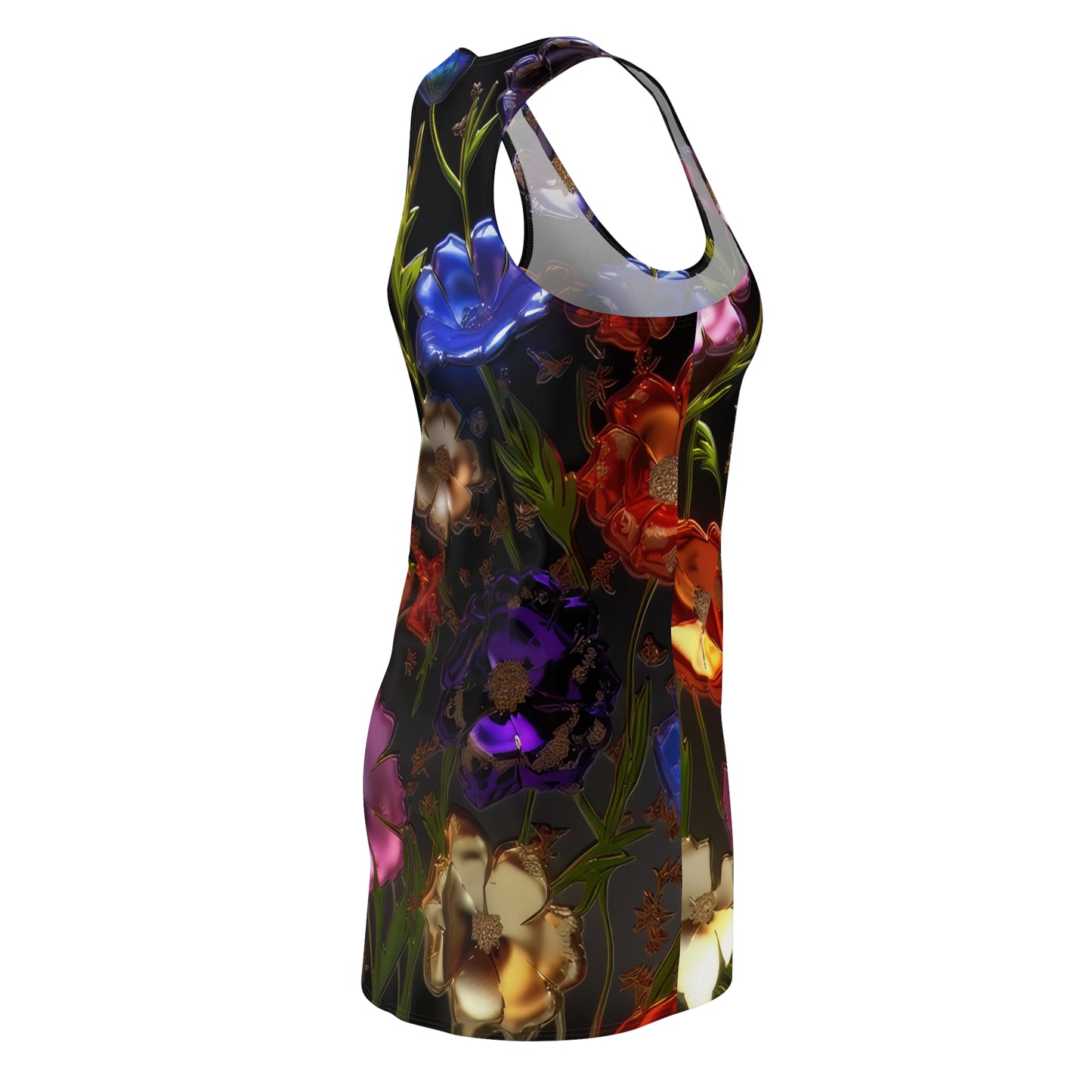 Bold & Beautiful & Metallic Wildflowers, Gorgeous floral Design, Style 7 Women's Cut & Sew Racerback Dress (AOP)