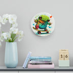 Tie Dye Cool Frog On Skate Board Wall Clock