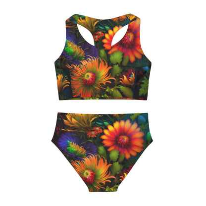 Bold And Beautiful Flowers Style One Girls Two Piece Swimsuit (AOP)