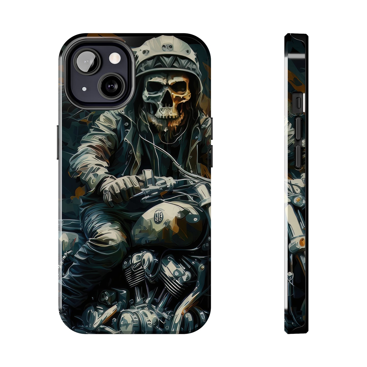 Skull Motorcycle Rider, Ready to Tear Up Road On Beautiful Bike Tough Phone Cases