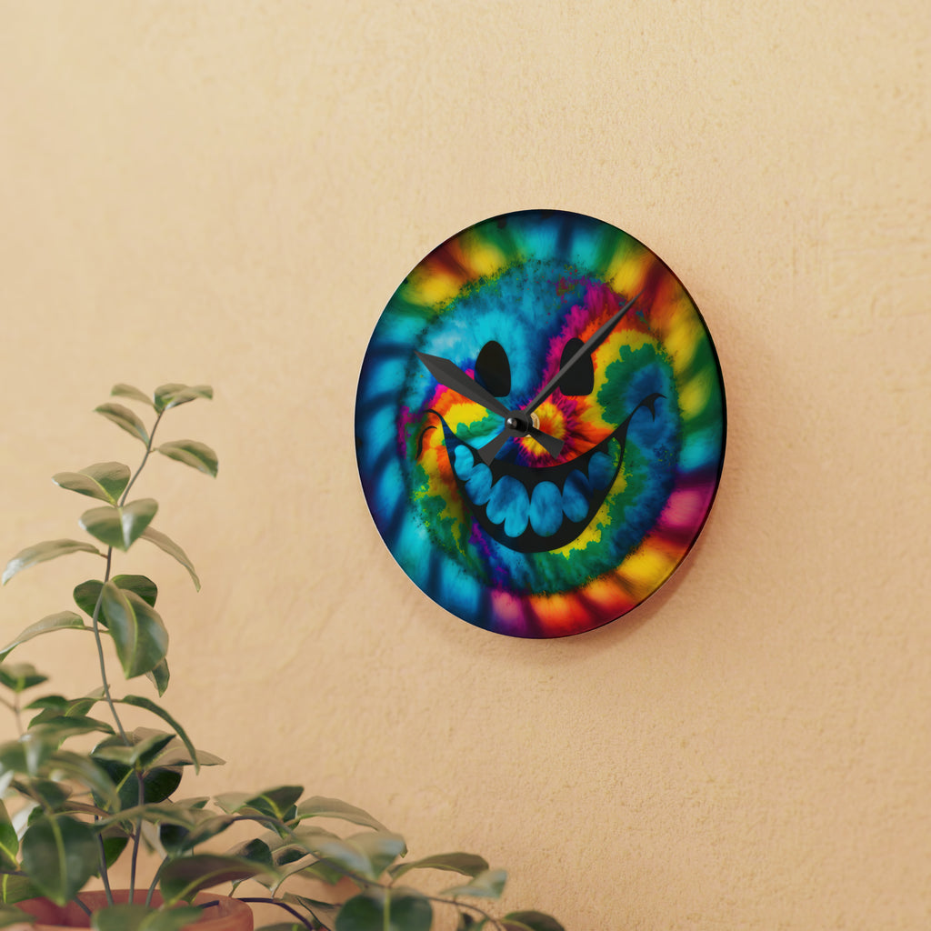 Happy Tie Dye Face Style 2 Wall Clock