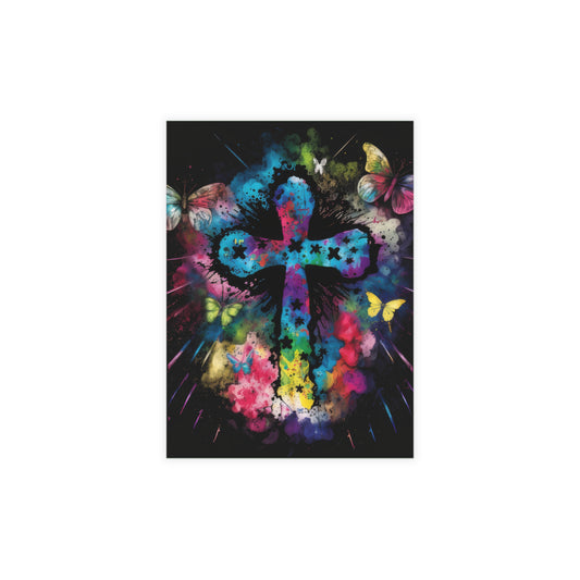 Beautiful Butterfly Tie Dye Cross Gorgeously designed Style 4 Postcard Bundles (envelopes included)
