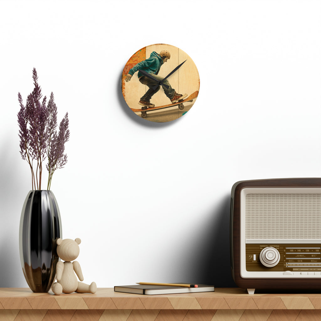 Skateboarding Anytime Style 1 Wall Clock