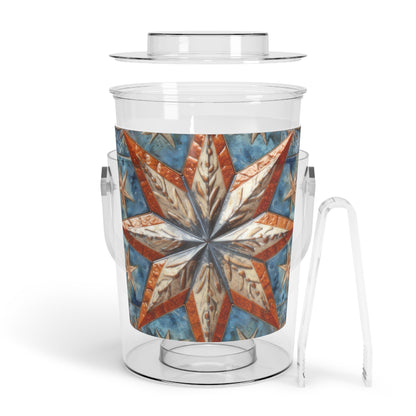 Beautiful Stars Abstract Star Style Orange, White And Blue Ice Bucket with Tongs