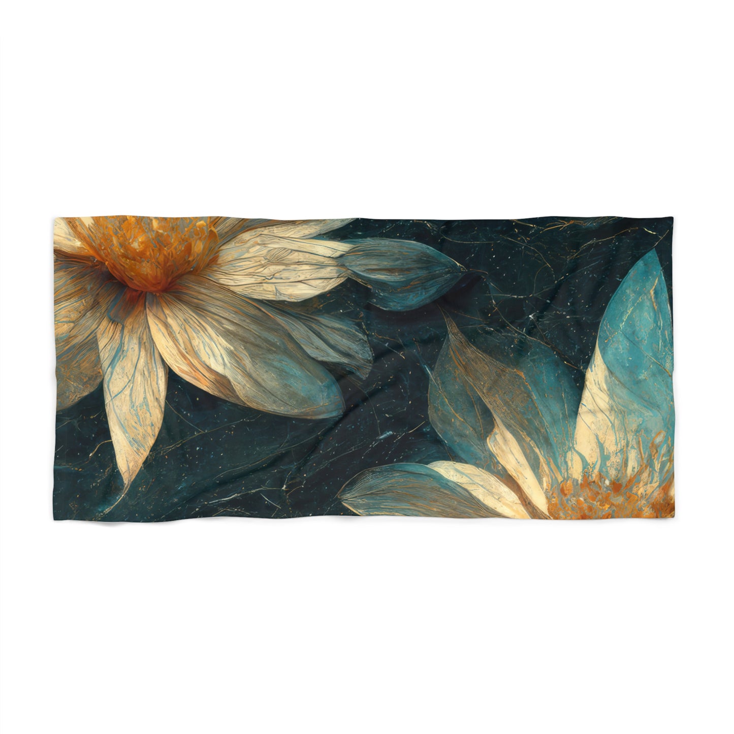 Bold And Beautiful White, Grey And Blue Floral Style 3 Beach Towel
